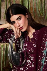 SAPPHIRE-3PC LAWN LASER WORK EMBROIDERED SHIRT WITH KHADDI NET EMBROIDERED DUPATTA AND TROUSER-W.J-4666