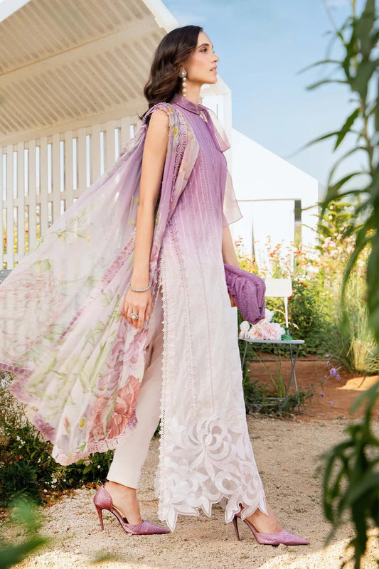 MARIA.B-3PC LAWN PRINTED EMB SHIRT WITH CHIFFON PRINT DUPATTA AND TROUSER-W.J-1642