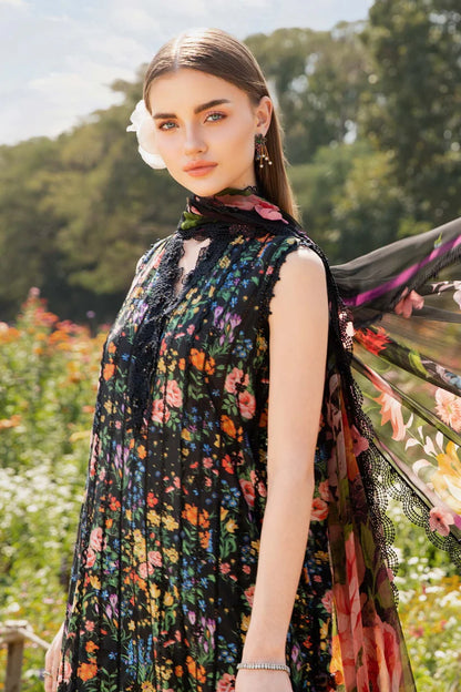 MARIA.B-3PC LAWN PRINTED EMB SHIRT WITH CHIFFON PRINT DUPATTA AND PRINT TROUSER-W.J-1643