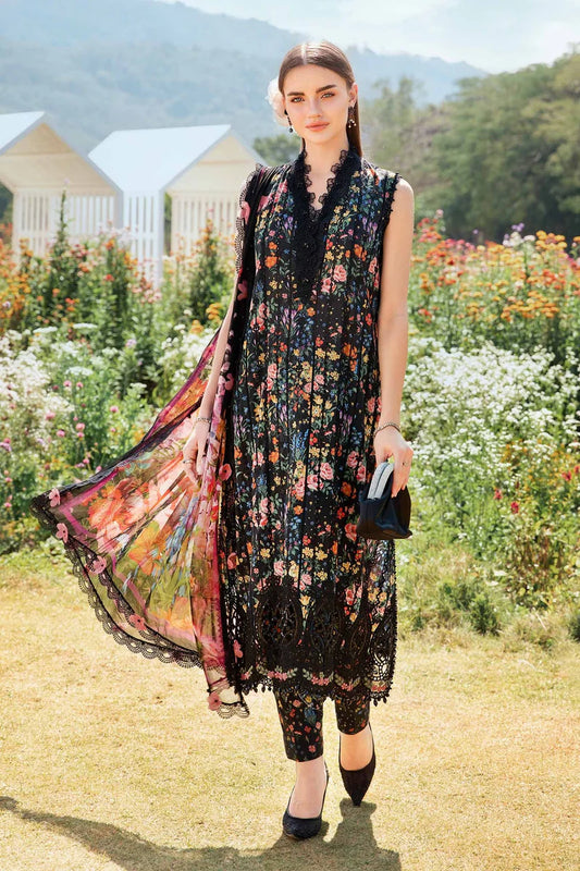 MARIA.B-3PC LAWN PRINTED EMB SHIRT WITH CHIFFON PRINT DUPATTA AND PRINT TROUSER-W.J-1643