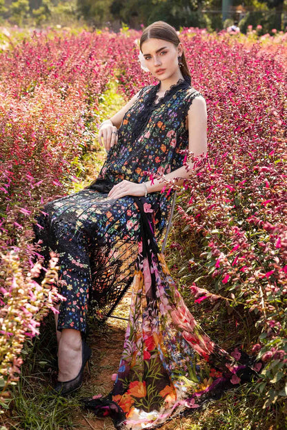MARIA.B-3PC LAWN PRINTED EMB SHIRT WITH CHIFFON PRINT DUPATTA AND PRINT TROUSER-W.J-1643