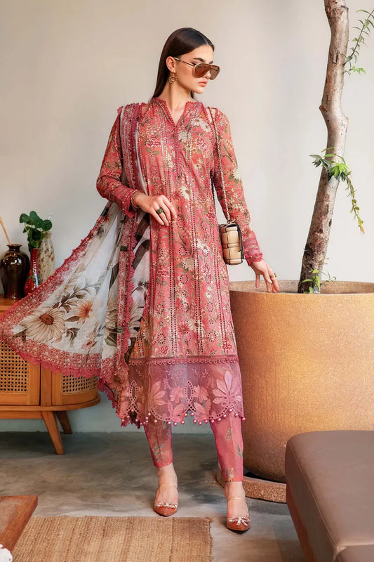MARIA.B-3PC LAWN PRINTED EMB SHIRT WITH CHIFFON PRINT DUPATTA AND PRINT TROUSER-W.J-1646