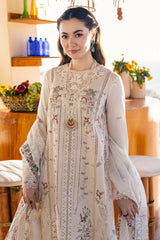 QALAMQAR-3PC LAWN EMBROIDERED SHIRT WITH CHIFFOON EMBROIDERED PRINT DUPATTA AND EMB TROUSER-W.J-4652
