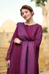 RANG RASIYA-3PC DHANAK EMBROIDERED SHIRT WITH WOOL PRINTED SHAWL AND TROUSER -W.J-5188