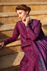 RANG RASIYA-3PC DHANAK EMBROIDERED SHIRT WITH WOOL PRINTED SHAWL AND TROUSER -W.J-5188