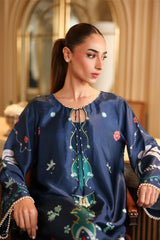 LULUSAR-2PC-SHAMOZE SILK PRINTED SHIRT WITH SILK TROUSER-W.J-9015