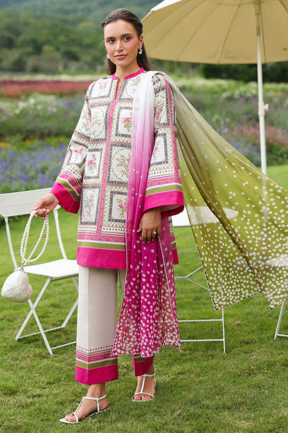 JAZMIN-3PC KHADDAR PRINTED SHIRT WITH KHADDAR PRINTED DUPATTA AND PRINTED TROUSER-W.J-1971