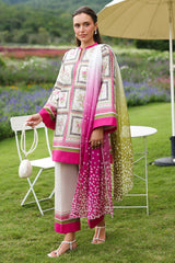 JAZMIN-3PC KHADDAR PRINTED SHIRT WITH KHADDAR PRINTED DUPATTA AND PRINTED TROUSER-W.J-2625