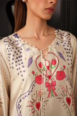 LULUSAR-2PC-SHAMOZE SILK PRINTED SHIRT WITH SILK TROUSER-W.J-9014