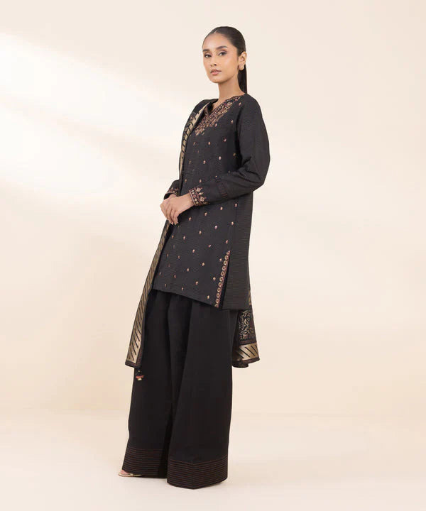 SAPPHIRE- 3PC DHANAK EMBROIDERED SHIRT WITH WOOL PRINT SHAWL AND TROUSER-W.J-1307