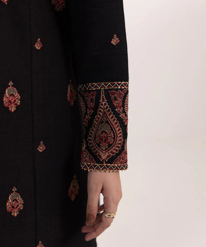 SAPPHIRE- 3PC DHANAK EMBROIDERED SHIRT WITH WOOL PRINT SHAWL AND TROUSER-W.J-1332