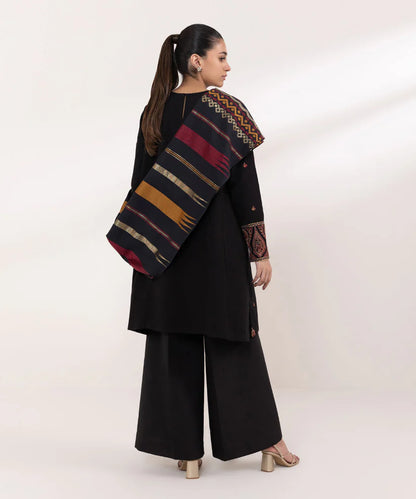 SAPPHIRE- 3PC DHANAK EMBROIDERED SHIRT WITH WOOL PRINT SHAWL AND TROUSER-W.J-1332