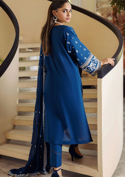 SO KAMAL- 3PC DHANAK EMBROIDERED SHIRT DHANAK EMBROIDERED DUPATTA AND TROUSER-W.J-1089