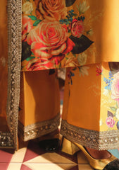 ZAINAB CHOTANI-3PC SHAMOZE SILK PRINTED EMBROIDERED SHIRT WITH SOFT SILK PRINTED EMB DUPATTA & EMB TROUSER W.J-1726