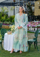 ELAF-3PC LAWN CHIKANKAARI EMBROIDERED SHIRT WITH CHIFFON PRINTED DUPATTA AND TROUSER-W.J-4757