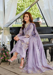 ELAF-3PC DHANAK EMBROIDERED SHIRT WITH KHADDI NET EMBROIDERED DUPATTA AND TROUSER-W.J-5114