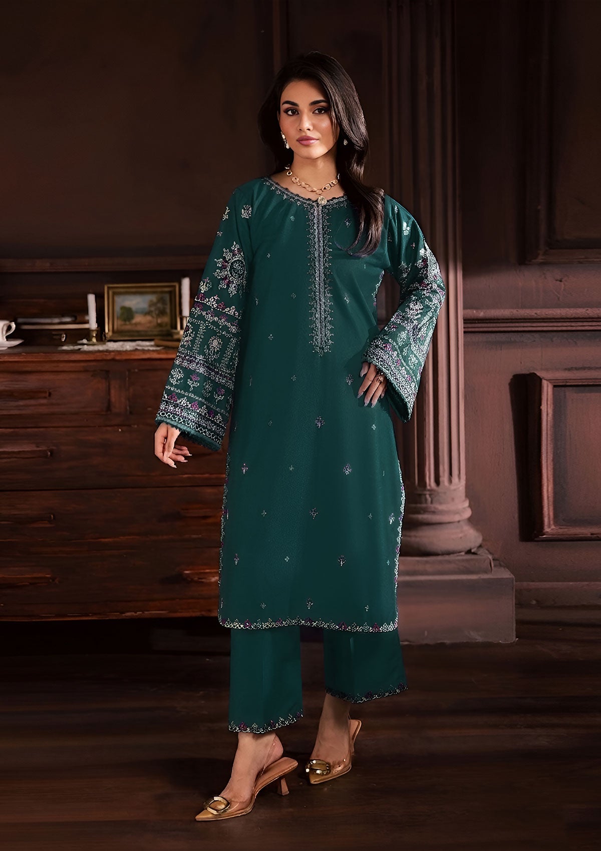 BATIK-2PC LAWN EMBROIDERED SHIRT WITH LAWN TROUSER-W.J-231