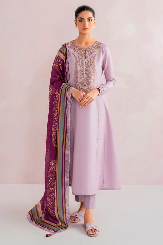 JAZMIN - 3PC LAWN EMBROIDERED SHIRT WITH MONARK PRINTED DUPATTA AND TROUSER-W.J-1762