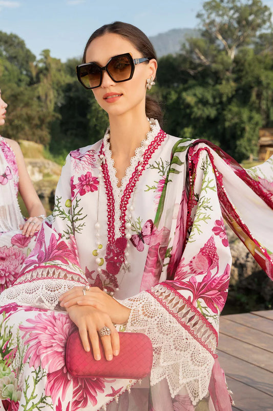 MARIA.B-3PC LAWN EMBROIDERED PRINTED SHIRT WITH CHIFFON PRINT DUPATTA AND PRINT TROUSER-W.J-1712