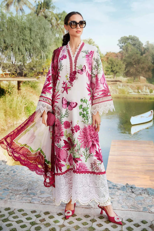 MARIA.B-3PC LAWN EMBROIDERED PRINTED SHIRT WITH CHIFFON PRINT DUPATTA AND PRINT TROUSER-W.J-1712