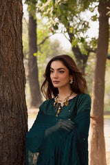 BATIK-3PC DHANAK EMBROIDERED SHIRT WITH DHANAK EMBROIDERED SHAWL AND TROUSER-W.J-5197