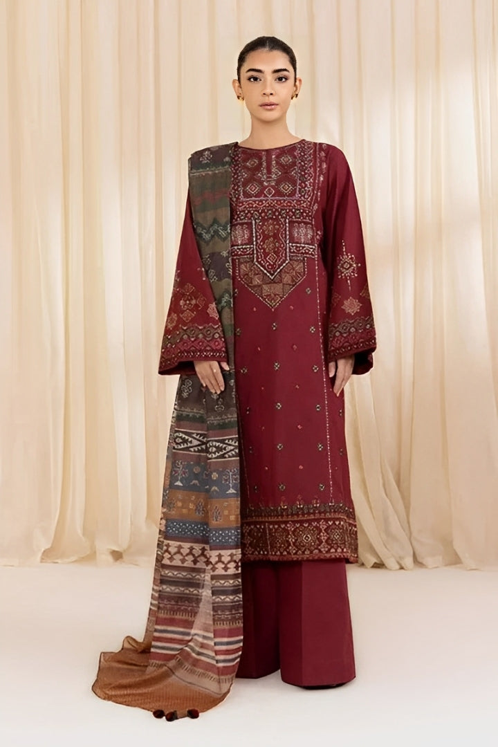 SAPPHIRE-3PC LAWN EMBROIDERED SHIRT WITH CHIFFON PRINTED DUPATTA AND TROUSER-W.J-4548