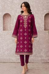 JAZMIN-3PC DHANAK EMBROIDERED SHIRT WITH WOOL PRINTED SHAWL AND TROUSER-W.J-5005