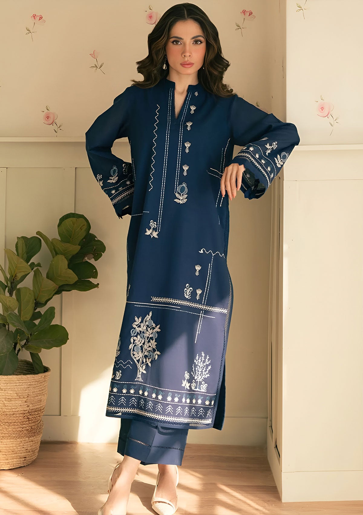 BATIK-2PC LAWN EMBROIDERED SHIRT WITH LAWN TROUSER-W.J-240