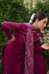 MANNAT-3PC DHANAK EMBROIDERED SHIRT WITH WOOL PRINTED SHAWL AND TROUSER-W.J-5219