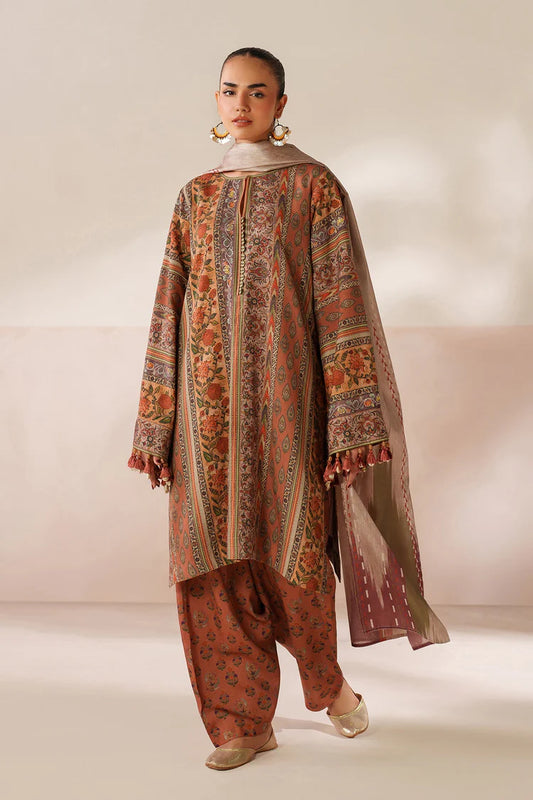 BAROQUE-3PC VISCOSE PRINTED SHIRT WITH VISCOSE PRINTED DUPATTA AND TROUSER-W.J-2051