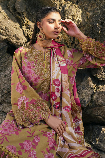 BAROQUE-3PC KHADDAR PRINTED EMB SHIRT WITH KHADDAR PRINTED DUPATTA AND PRINT TROUSER-W.J-1974