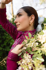 MANNAT-3PC DHANAK EMBROIDERED SHIRT WITH WOOL PRINTED SHAWL AND TROUSER-W.J-5219