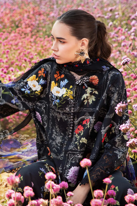 MARIA.B-3PC LAWN EMBROIDERED PRINTED SHIRT WITH CHIFFON PRINT DUPATTA AND PRINT TROUSER-W.J-1710