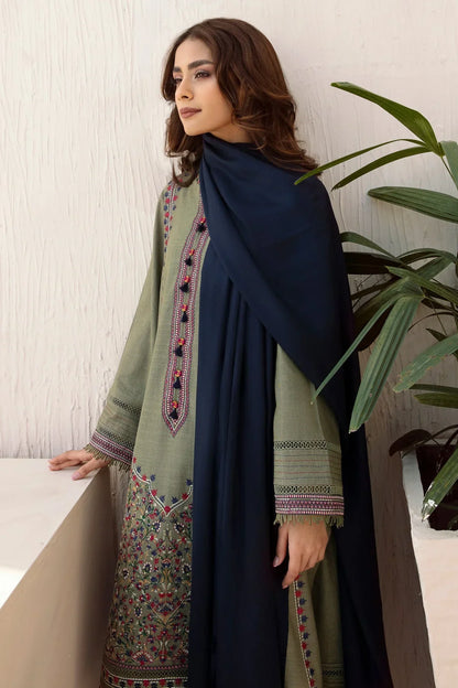 JAZMIN - 3PC DHANAK EMBROIDERED SHIRT WITH DHANAK SHAWL AND TROUSER-W.J-1287