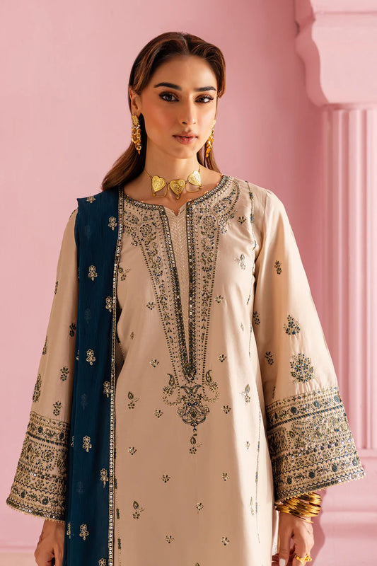 BATIK-3PC DHANAK EMBROIDERED SHIRT WITH DHANAK EMBROIDERED SHAWL & EMB TROUSER-WJ-1950