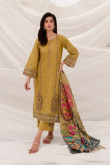 BATIK-3PC DHANAK EMBROIDERED SHIRT WITH MONARK PRINTED DUPATTA & TROUSER-W.J-1244