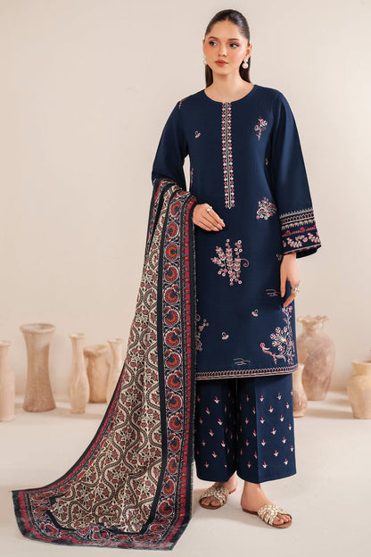 GARNET-3PC LAWN EMBROIDERED SHIRT WITH MONARK PRINT DUPATTA & LAWN TROUSER-W.J-1563