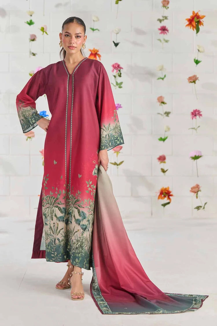 LULUSAR-3PC-SHAMOZE SILK PRINTED SHIRT WITH SILK PRINTED DUPATTA AND SILK TROUSER-W.J-9016