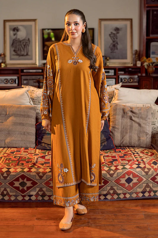 URGE-2PC DHANAK EMBROIDERED SHIRT AND EMBROIDRED SLEEVES-W.J-2033