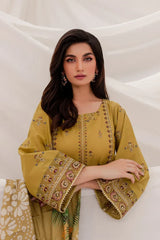 BATIK-3PC DHANAK EMBROIDERED SHIRT WITH MONARK PRINTED DUPATTA & TROUSER-W.J-1244