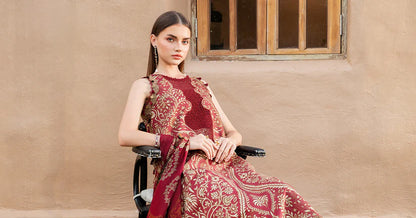 MARIA.B-3PC LAWN EMBROIDERED PRINTED SHIRT WITH CHIFFON PRINT DUPATTA AND PRINT TROUSER-W.J-1704