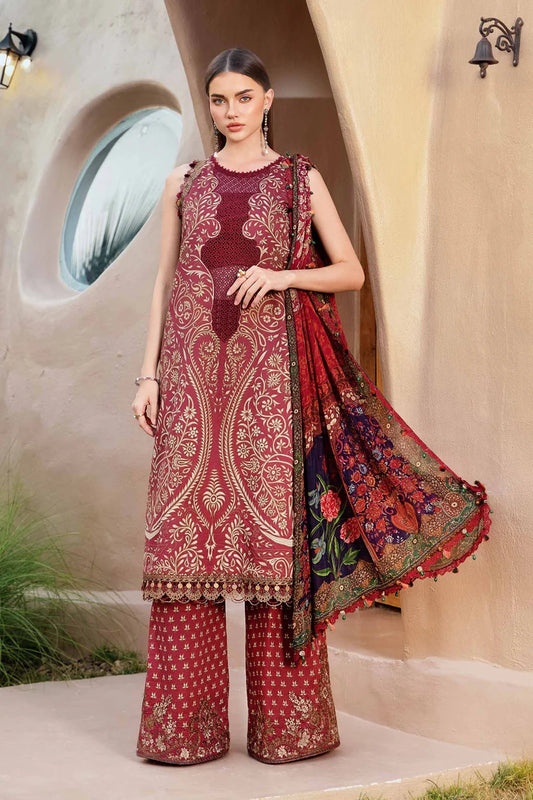 MARIA.B-3PC LAWN EMBROIDERED PRINTED SHIRT WITH CHIFFON PRINT DUPATTA AND PRINT TROUSER-W.J-1704