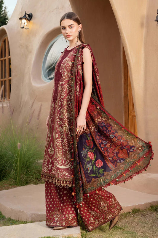 MARIA.B-3PC LAWN EMBROIDERED PRINTED SHIRT WITH CHIFFON PRINT DUPATTA AND PRINT TROUSER-W.J-1704
