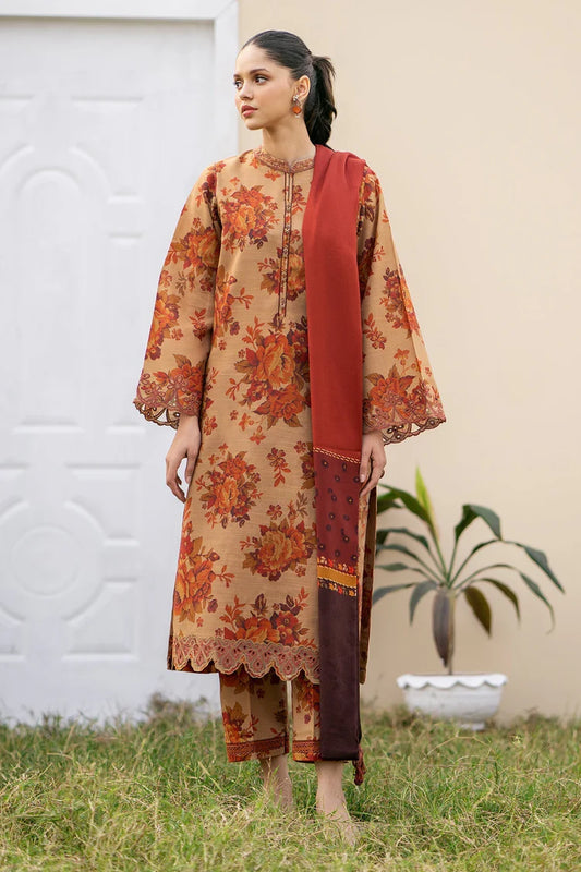 BAROQUE-3PC KHADDAR PRINTED SHIRT WITH KHADDAR PRINT DUPATTA AND PRINT TROUSER-W.J-1965