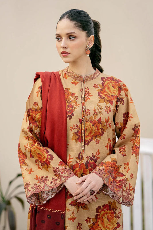 BAROQUE-3PC KHADDAR PRINTED SHIRT WITH KHADDAR PRINT DUPATTA AND PRINT TROUSER-W.J-1965