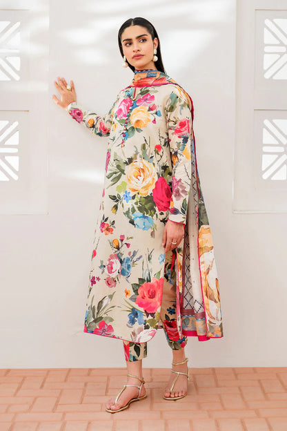 Charizma-3pc Kranadi Print Shirt With Karandi Print Shawl And Trouser-W.J-1303