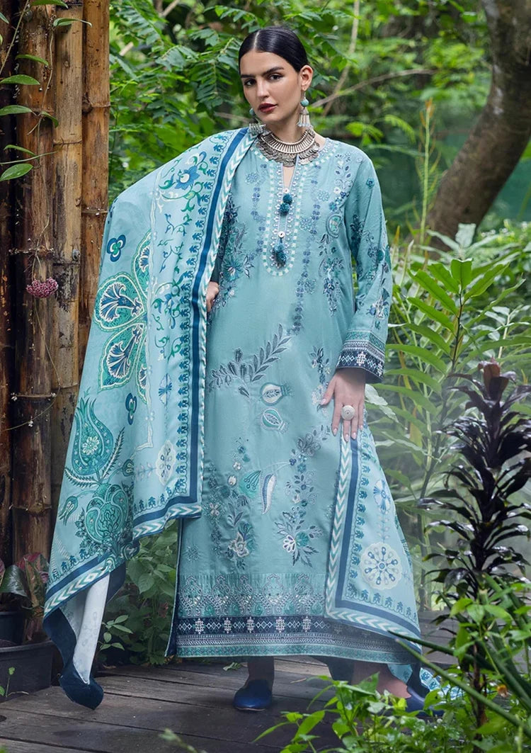 MUSHQ-3PC DHANAK EMBROIDERED SHIRT WITH WOOL PRINTED SHAWL AND TROUSER_W.J_-5180