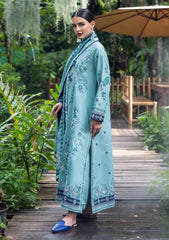 MUSHQ-3PC DHANAK EMBROIDERED SHIRT WITH WOOL PRINTED SHAWL AND TROUSER_W.J_-5180