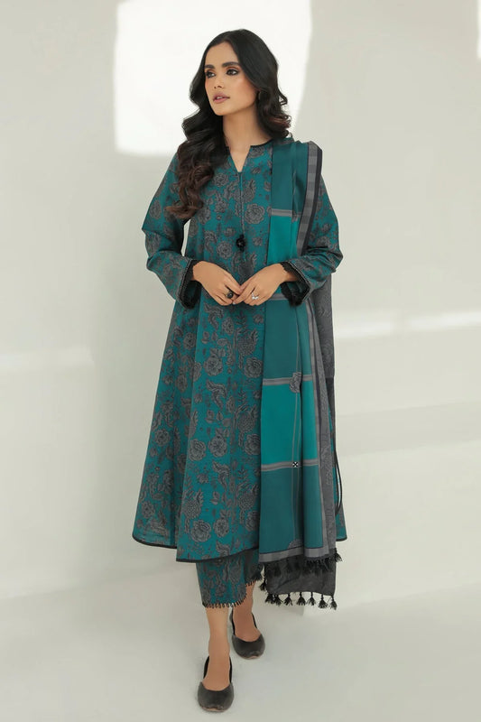 BAROQUE-3PC KHADDAR PRINTED SHIRT WITH KHADDAR PRINT DUPATTA AND PRINT TROUSER-W.J-1975