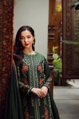 ZAIB-3PC DHANAK EMBROIDERED SHIRT WITH DHANAK EMBROIDERED SHAWL AND TROUSER-W.J-4410